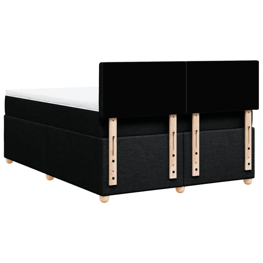 Double Box Spring Bed with Pocket Spring Mattress Black Fabric Frame