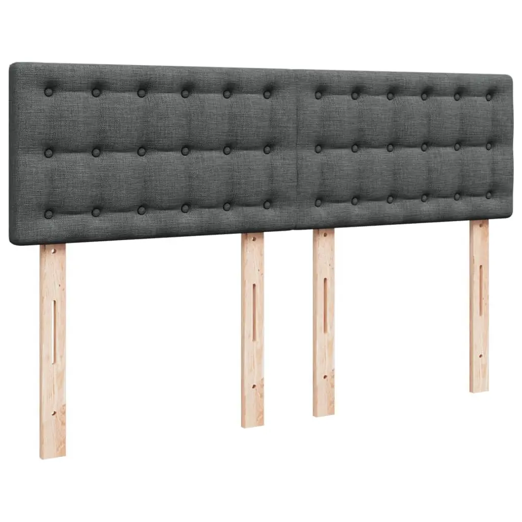 Queen Box Spring Bed with Pocket Spring Mattress Dark Grey Fabric Bedroom