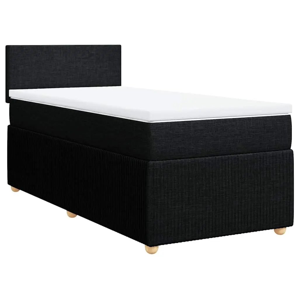 King Single Box Spring Bed Pocket Spring Mattress Black Fabric Frame