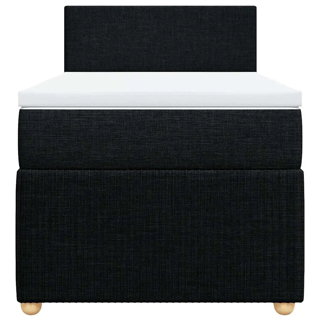 King Single Box Spring Bed Pocket Spring Mattress Black Fabric Frame
