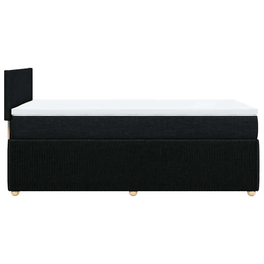 King Single Box Spring Bed Pocket Spring Mattress Black Fabric Frame