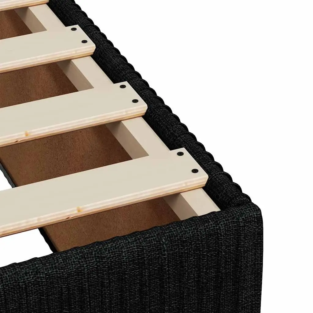 Double Bed Frame with Pocket Spring Mattress and Slatted Base in Black Fabric