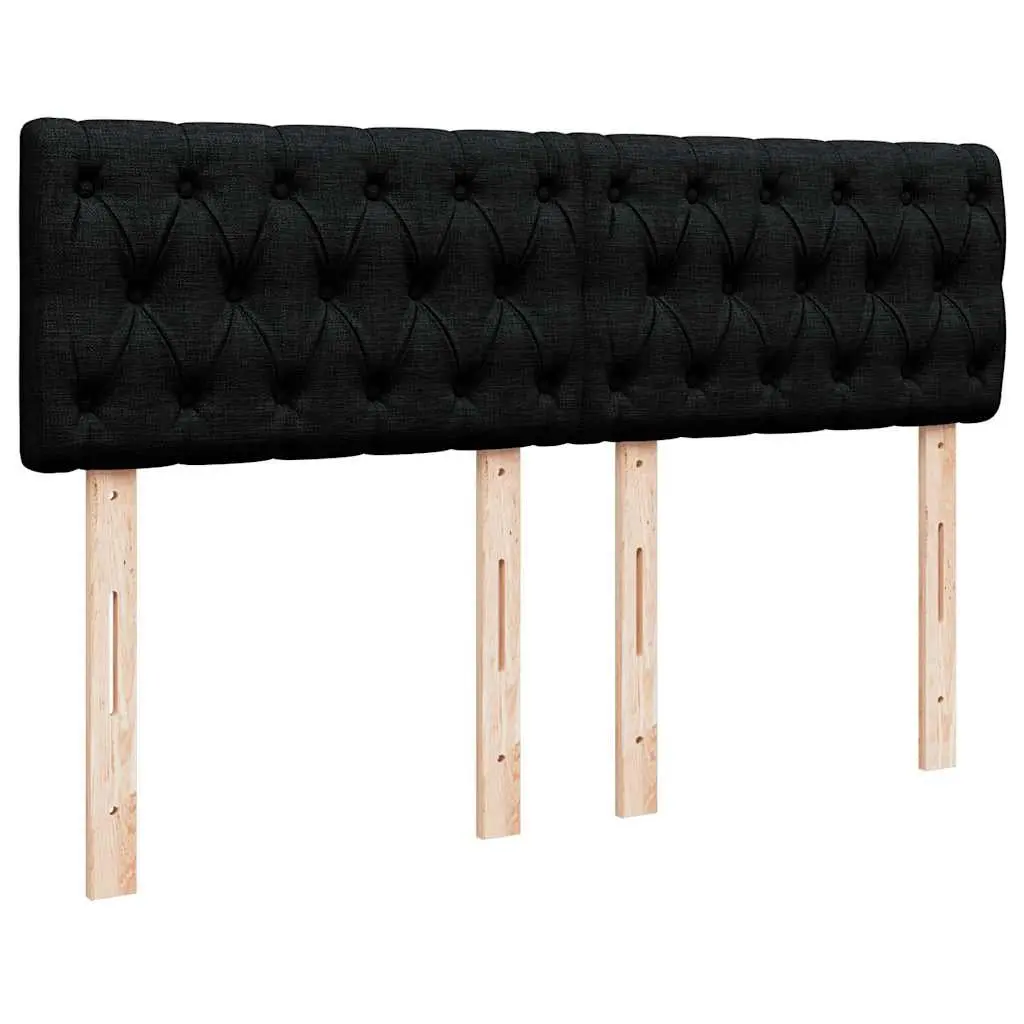 Double Bed Frame with Pocket Spring Mattress and Slatted Base in Black Fabric