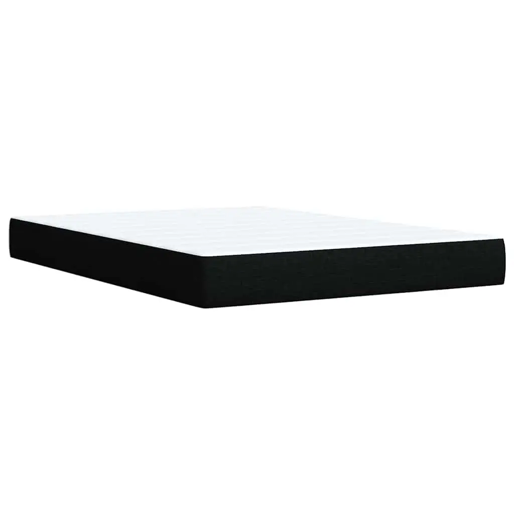 Double Bed Frame with Pocket Spring Mattress Black Fabric Slatted Base