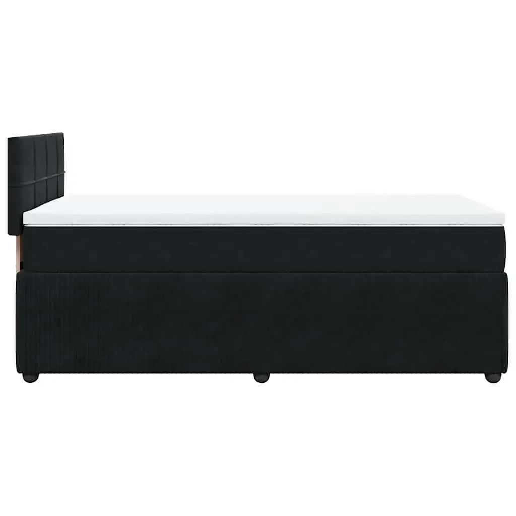 Box Spring Bed King Single Black Velvet Frame Pocket Spring Mattress