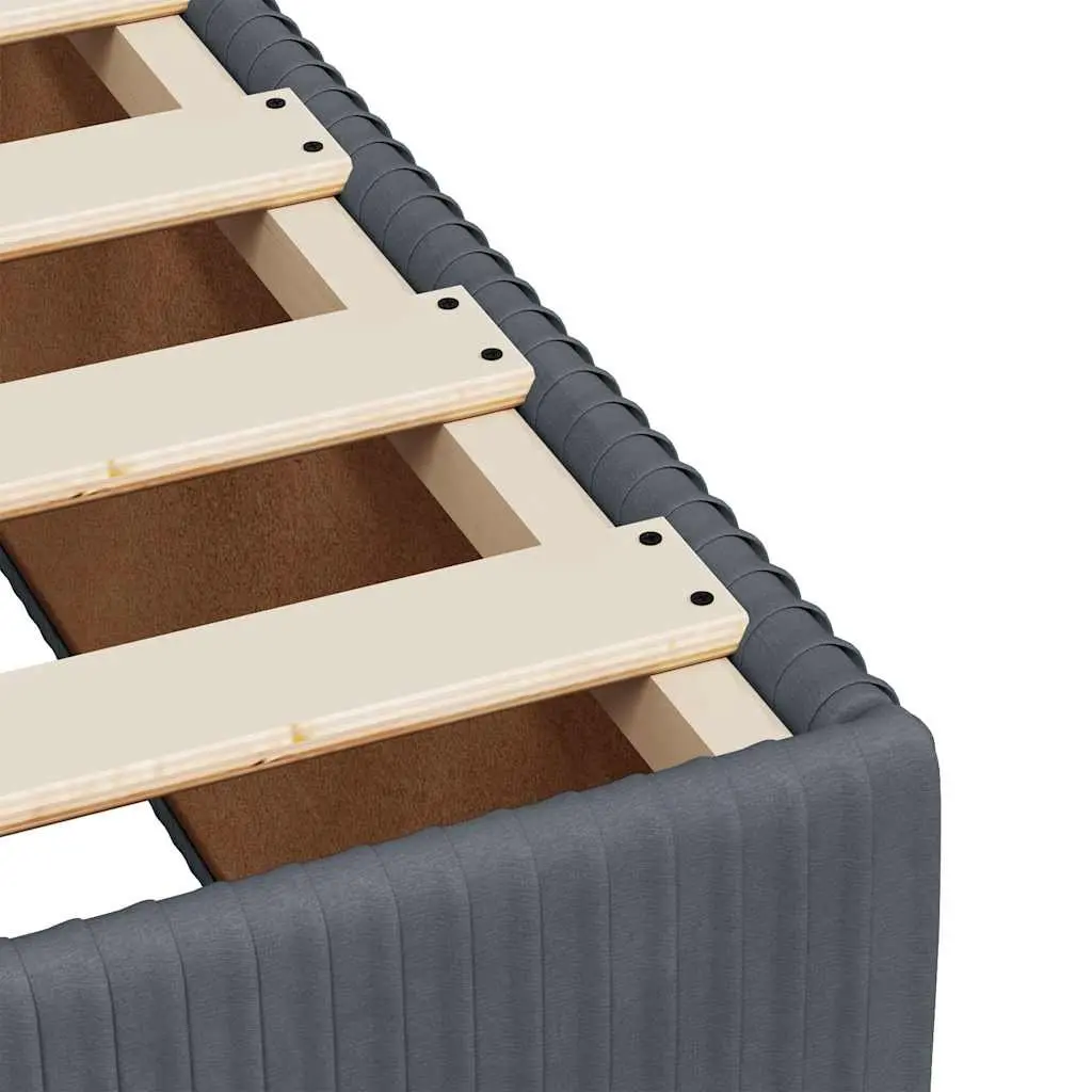 King Single Box Spring Bed with Pocket Mattress Dark Grey Velvet Bedroom