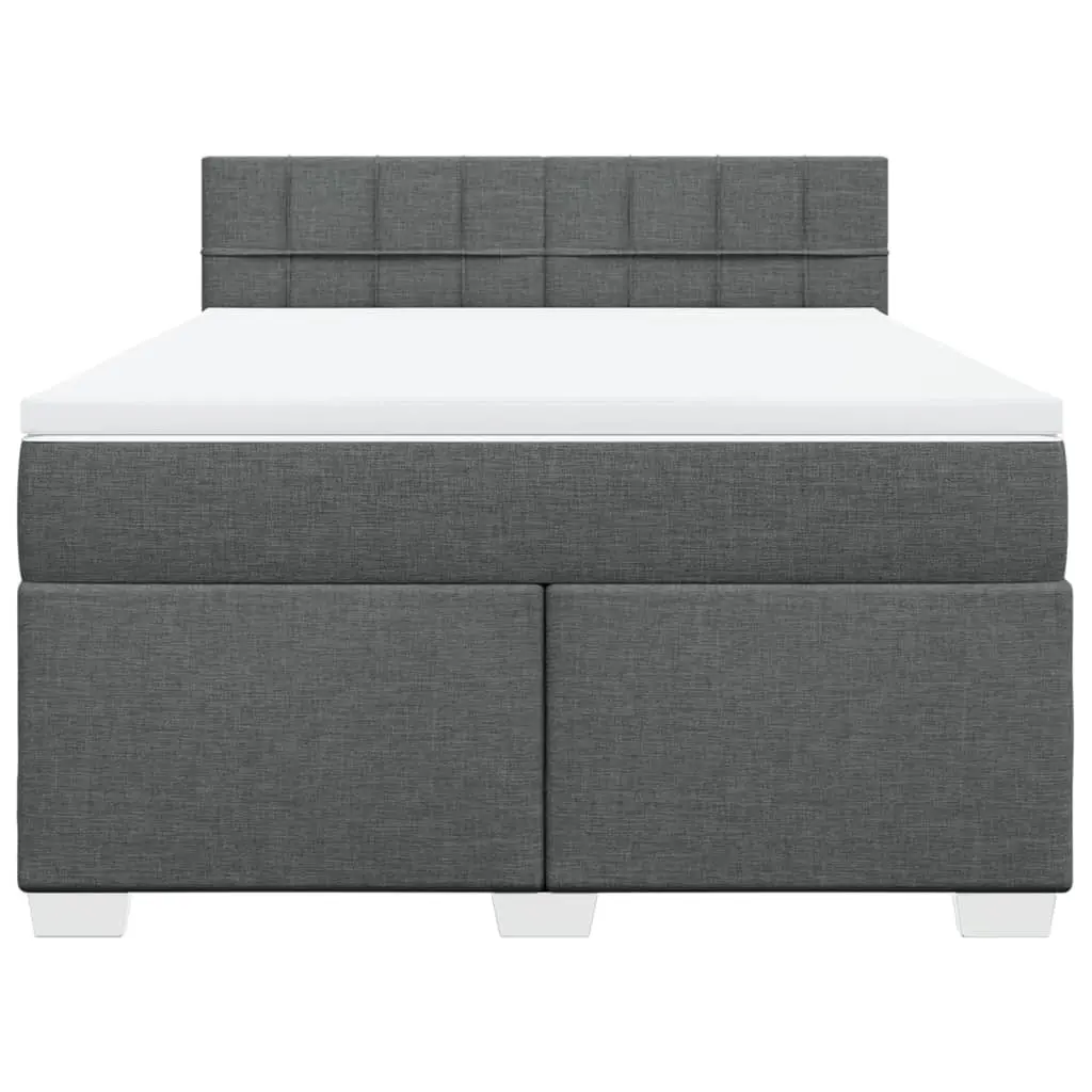 Queen Bed with Pocket Sprung Mattress Grey Fabric Adjustable LED Lighting