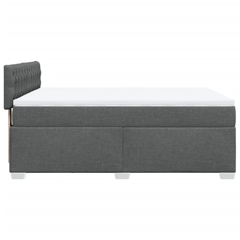 Queen Box Spring Bed with Pocket Spring Mattress Integrated LED Lights Grey Fabric Frame