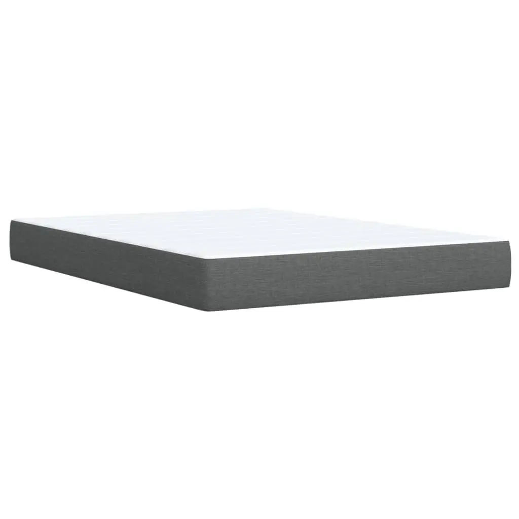 Queen Box Spring Bed with Pocket Spring Mattress Integrated LED Lights Grey Fabric Frame
