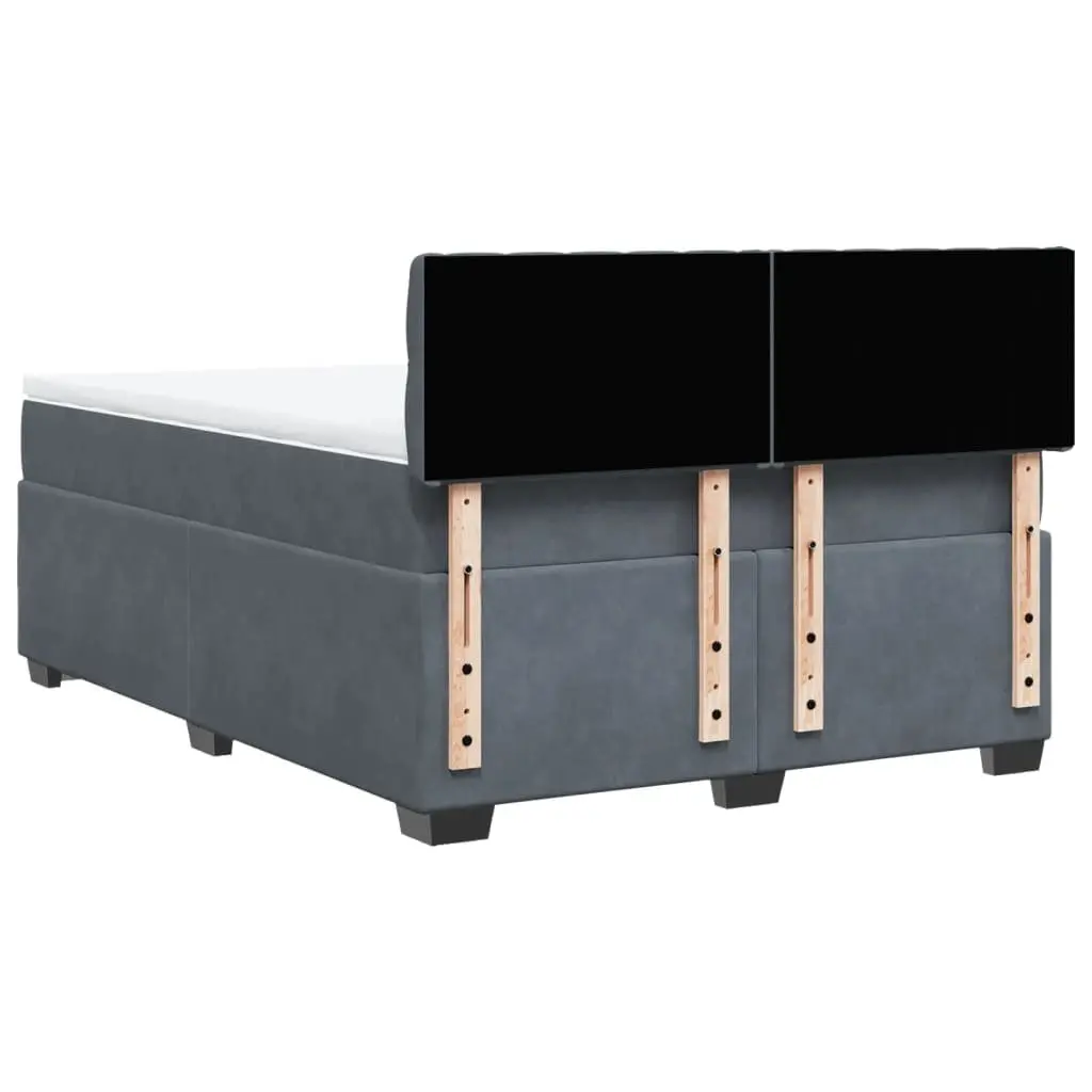 Queen Bed with Velvet Upholstery Pocket Spring Mattress Integrated LED Lights