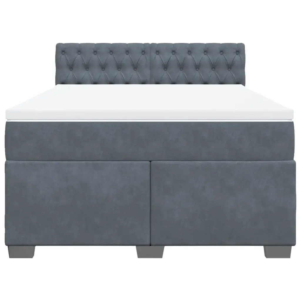 Queen Bed with Velvet Upholstery Pocket Spring Mattress Integrated LED Lights