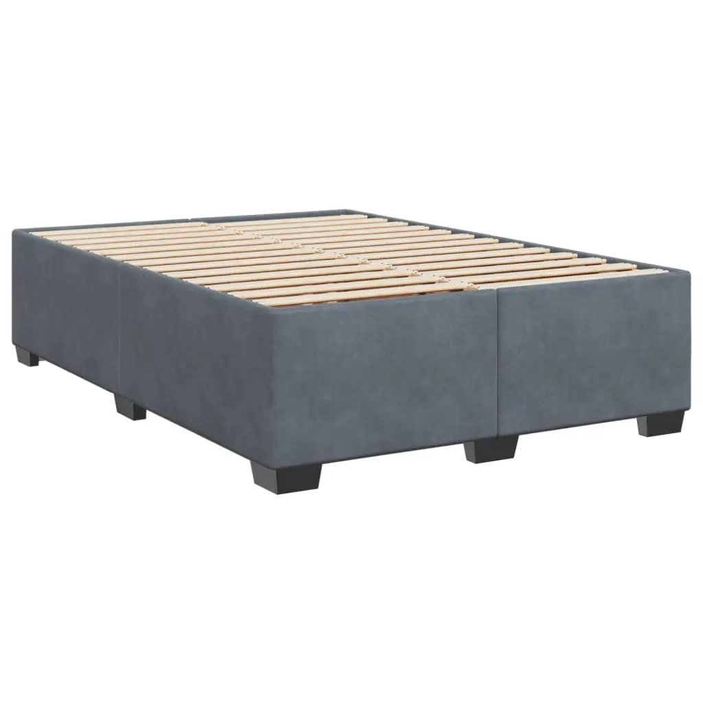 Queen Bed with Velvet Upholstery Pocket Spring Mattress Integrated LED Lights