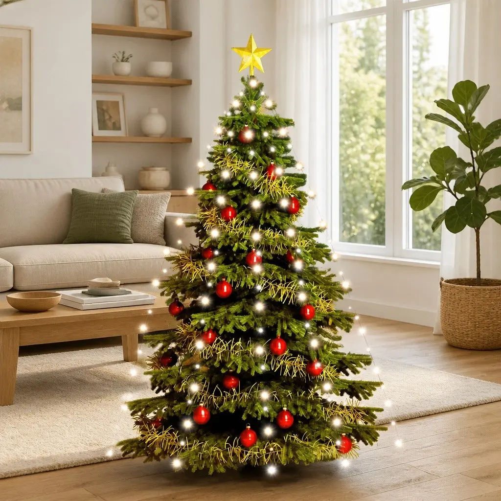 Christmas Tree Net Lights 180cm 180 LEDs Cold White 8 Lighting Effects Indoor Outdoor