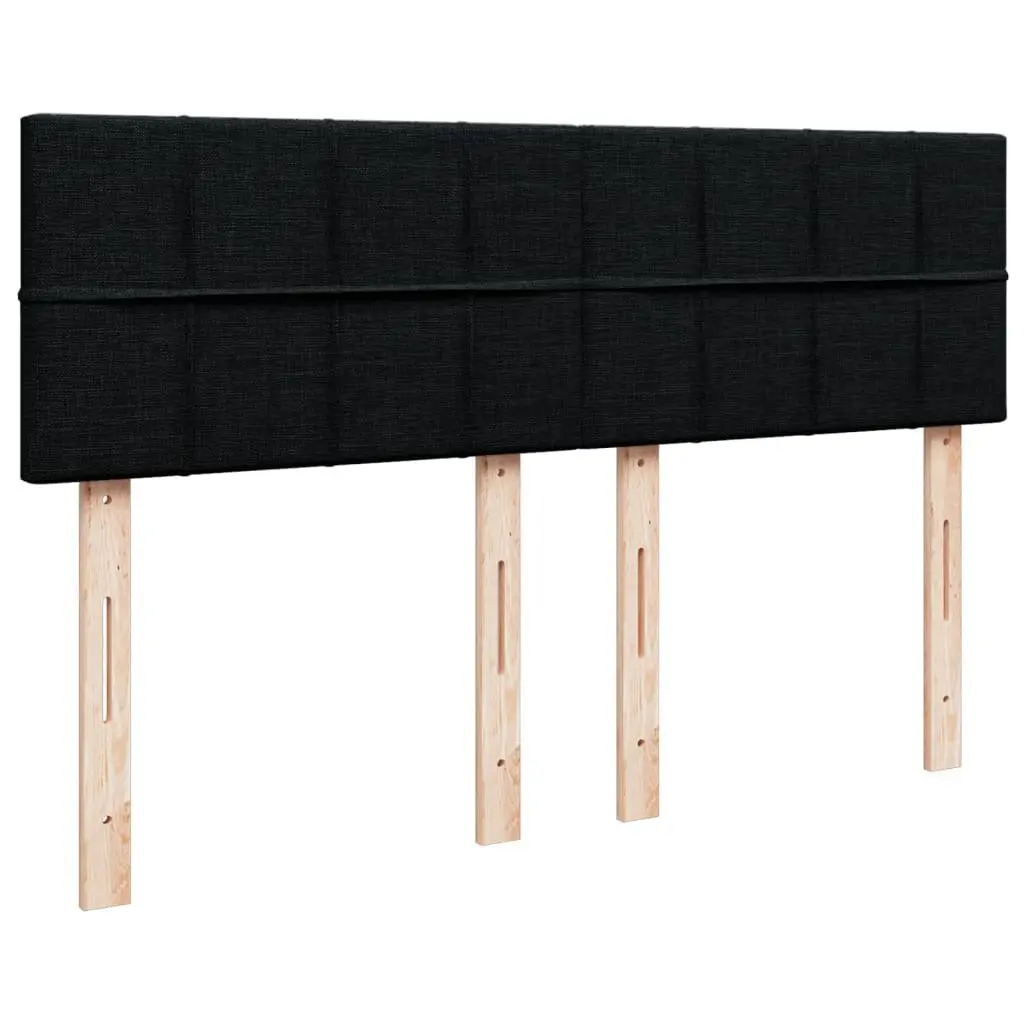Double Bed Frame with Pocket Spring Mattress Black Fabric LED Lighting