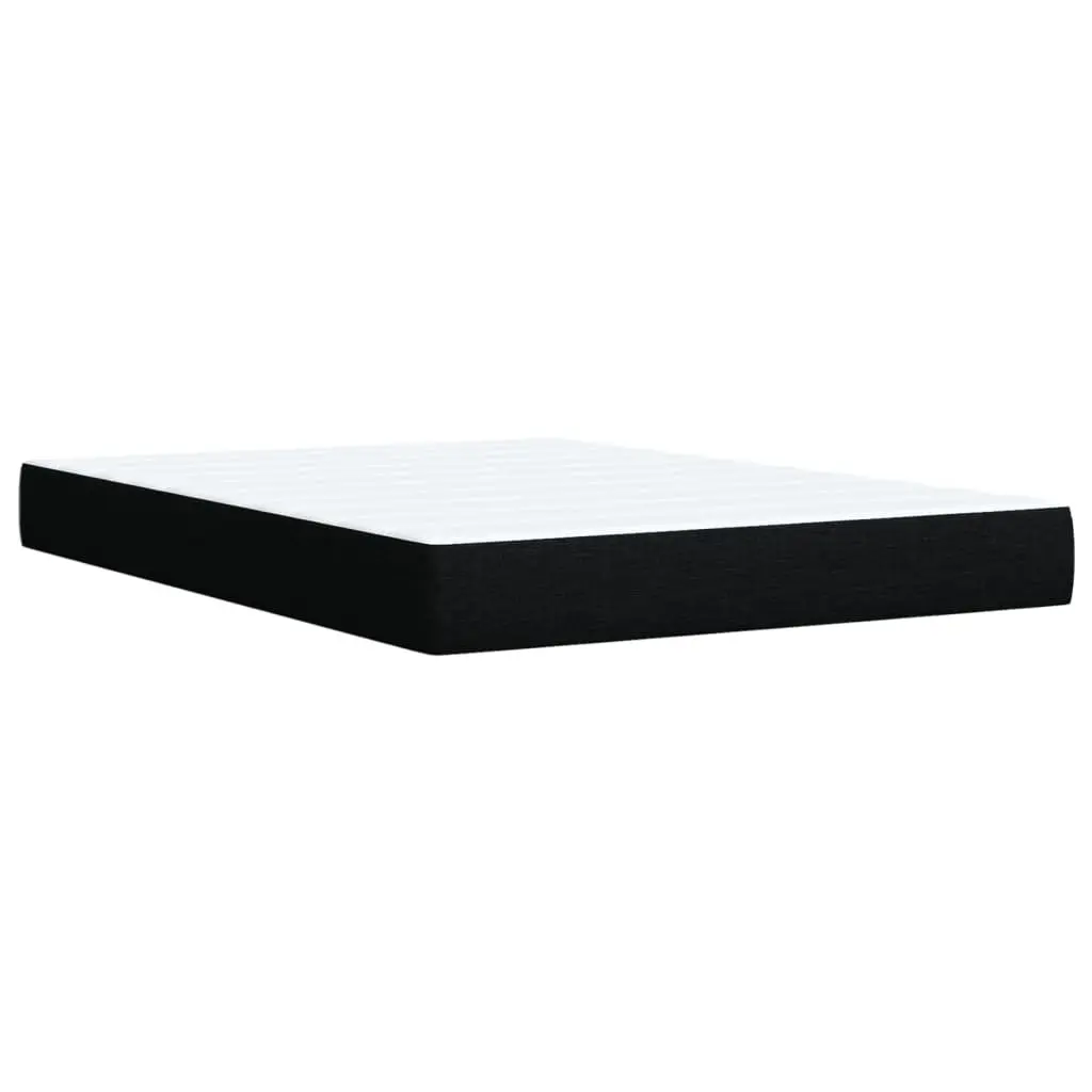 Double Box Spring Bed with Pocket Mattress and Adjustable LED Lights Black Fabric
