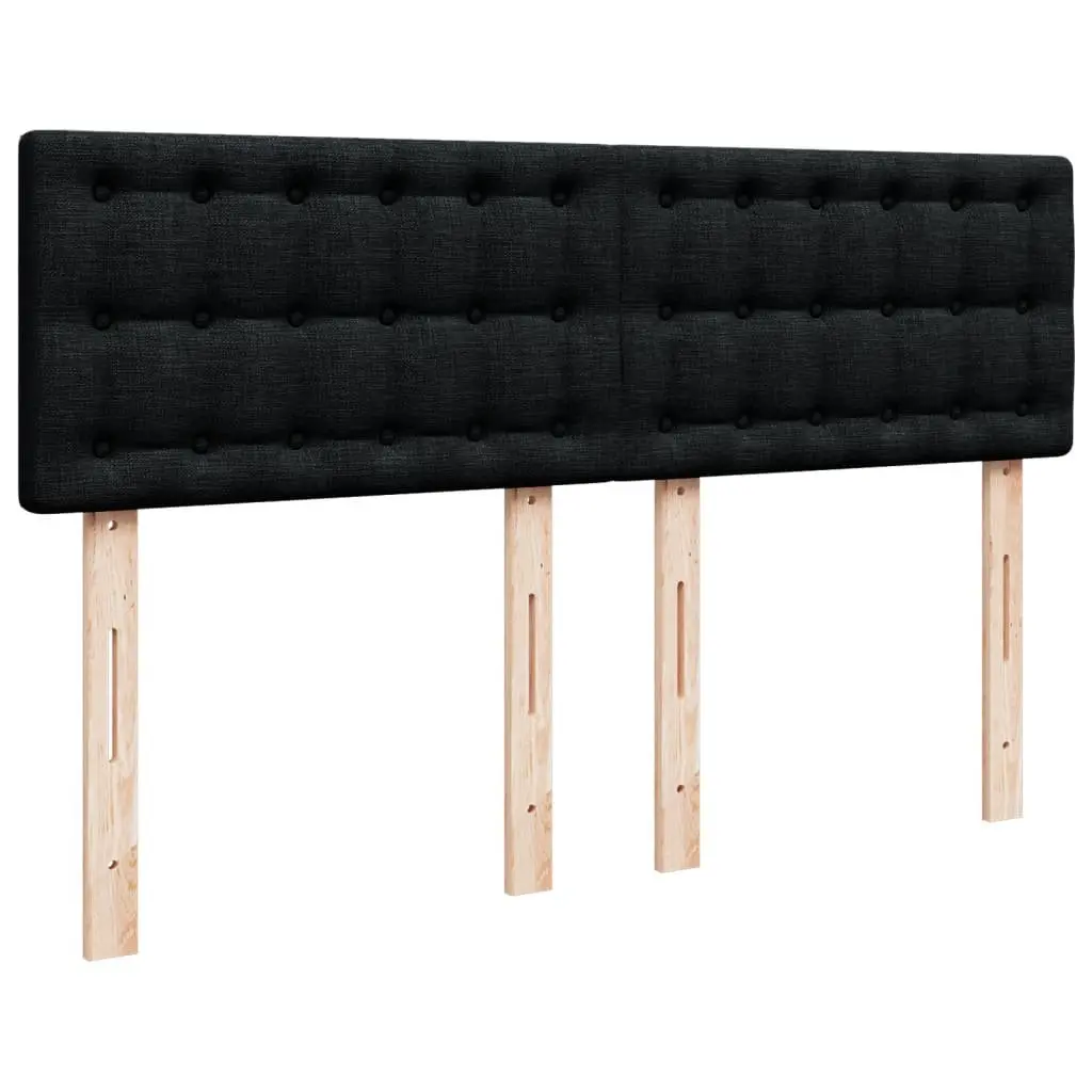 Black Fabric Double Bed with Pocket Spring Mattress and Adjustable LED Lights