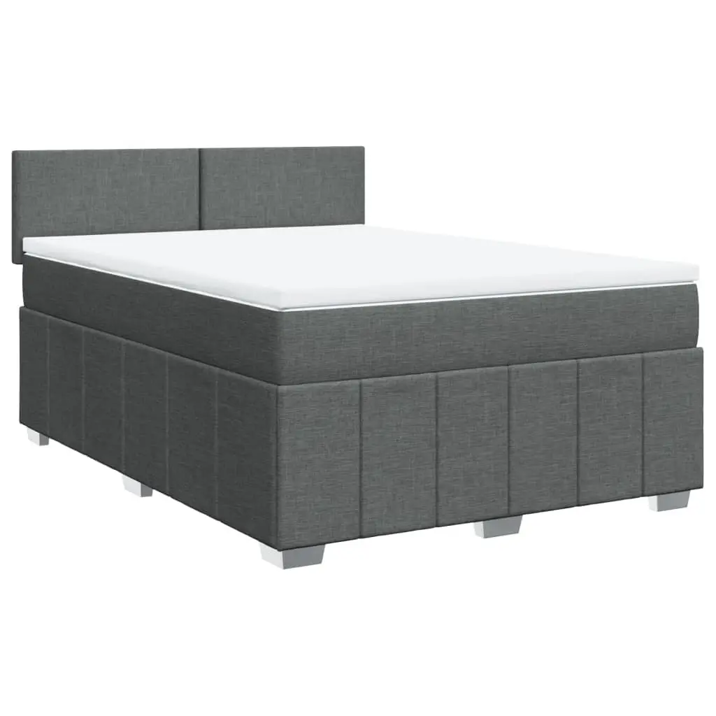 Queen Bed Frame Grey Fabric Pocket Spring Mattress with LED Lighting