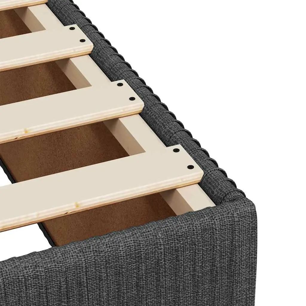 Queen Box Spring Bed with Mattress Dark Grey Fabric Bed Frame LED Lights