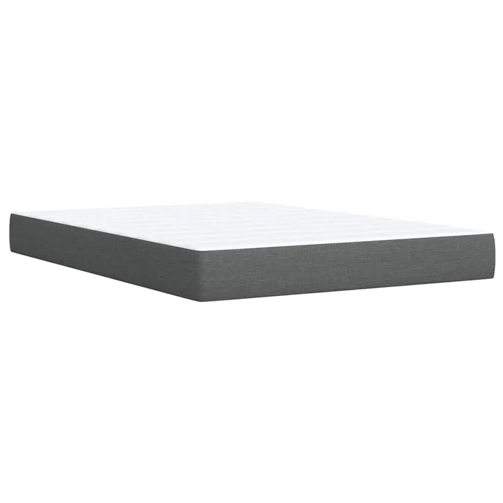 Queen Bed with LED Lights Pocket Spring Mattress Soft Grey Fabric