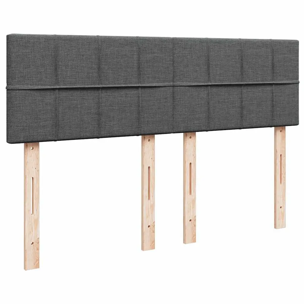 Queen Bed with LED Lights Pocket Spring Mattress Soft Grey Fabric