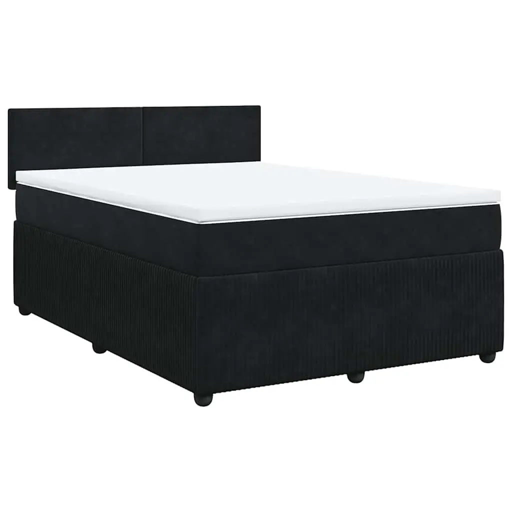 Box Spring Bed with Pocket Spring Mattress Grey Velvet LED Lights