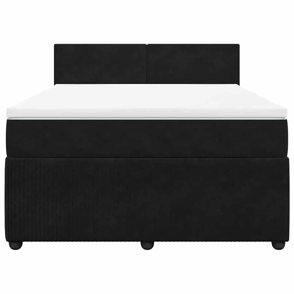 Box Spring Bed with Pocket Spring Mattress Grey Velvet LED Lights