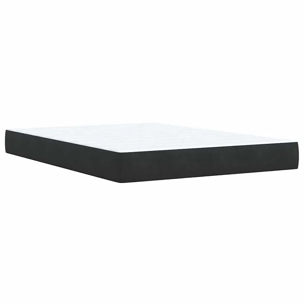 Box Spring Bed with Pocket Spring Mattress Grey Velvet LED Lights