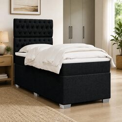 King Single Box Spring Bed with Pocket Mattress Height-Adjustable Headboard