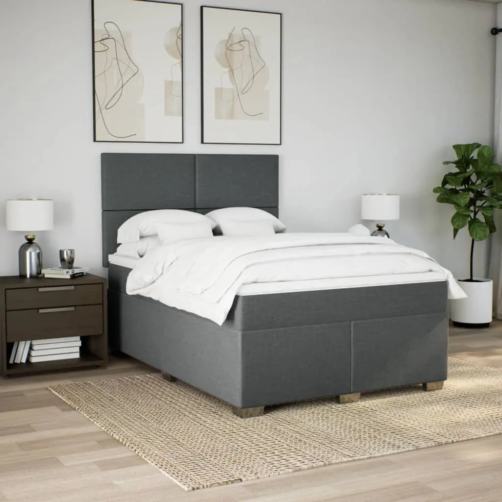 Queen Box Spring Bed with Pocket Spring Mattress Height-Adjustable Headboard