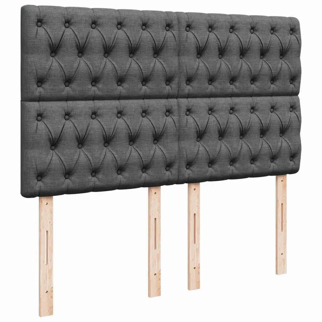 Queen Bed with Adjustable Headboard Pocket Spring Mattress Grey Polyester Fabric Slatted Base