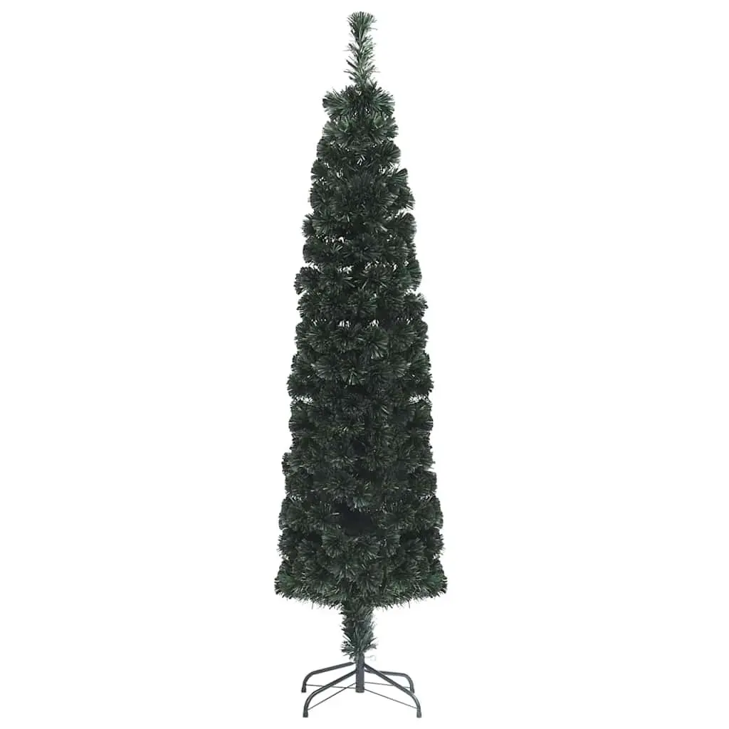 Artificial Slim Christmas Tree 150cm Fibre Optic Lighting Black