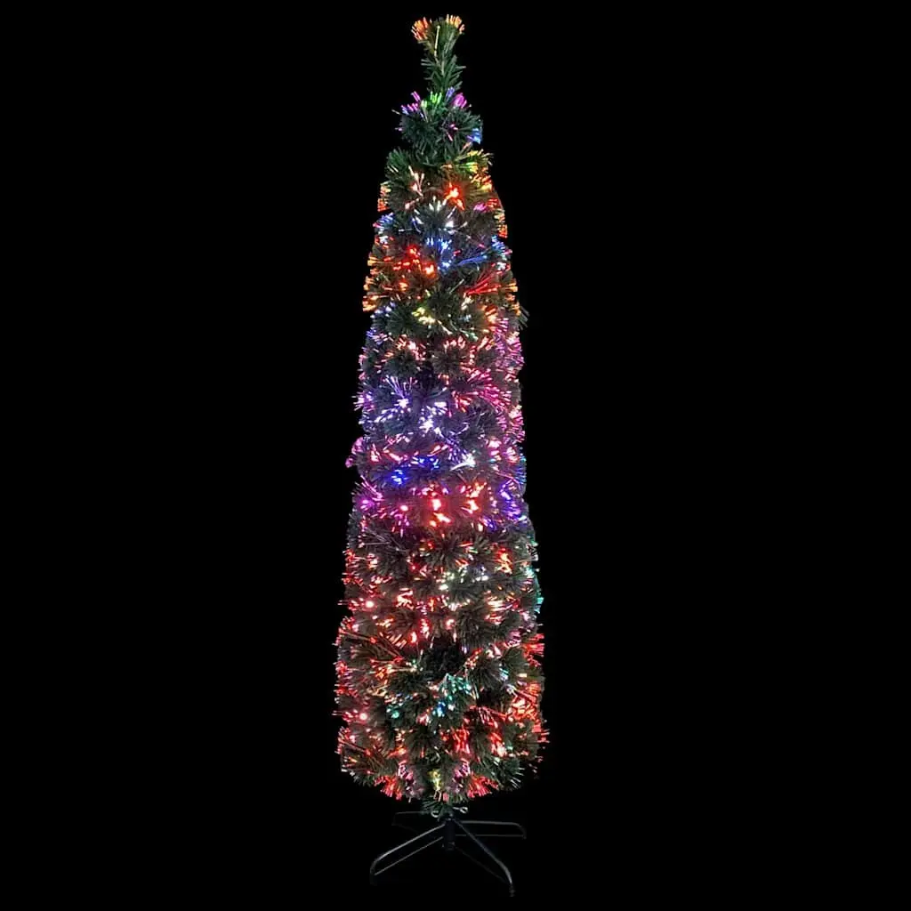 Artificial Slim Christmas Tree 150cm Fibre Optic Lighting Black