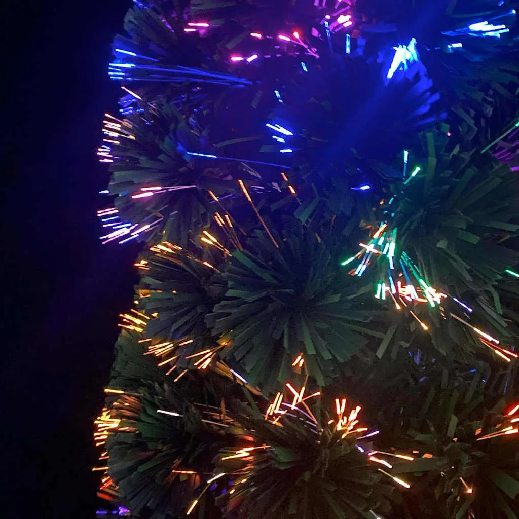 Artificial Slim Christmas Tree 150cm Fibre Optic Lighting Black