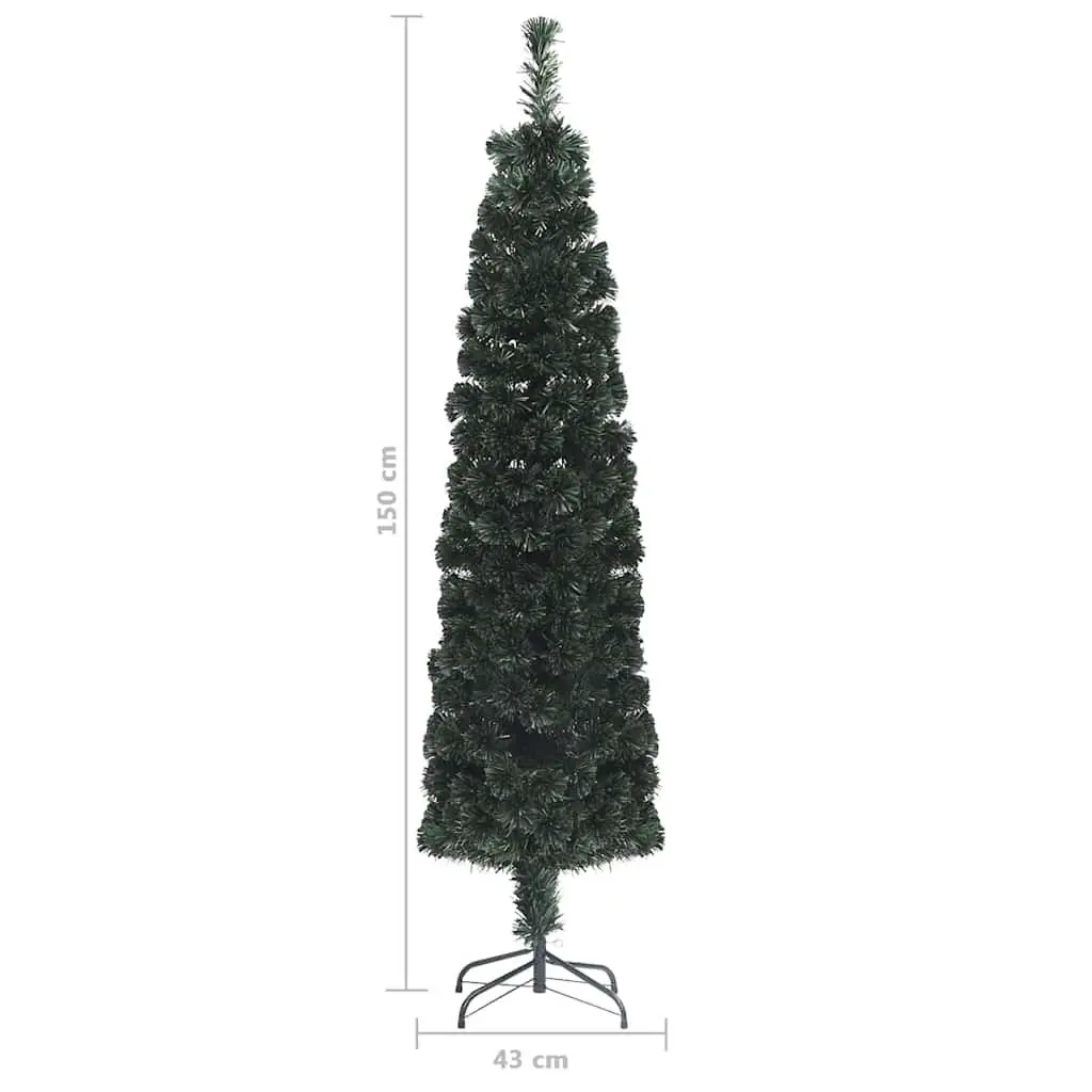 Artificial Slim Christmas Tree 150cm Fibre Optic Lighting Black
