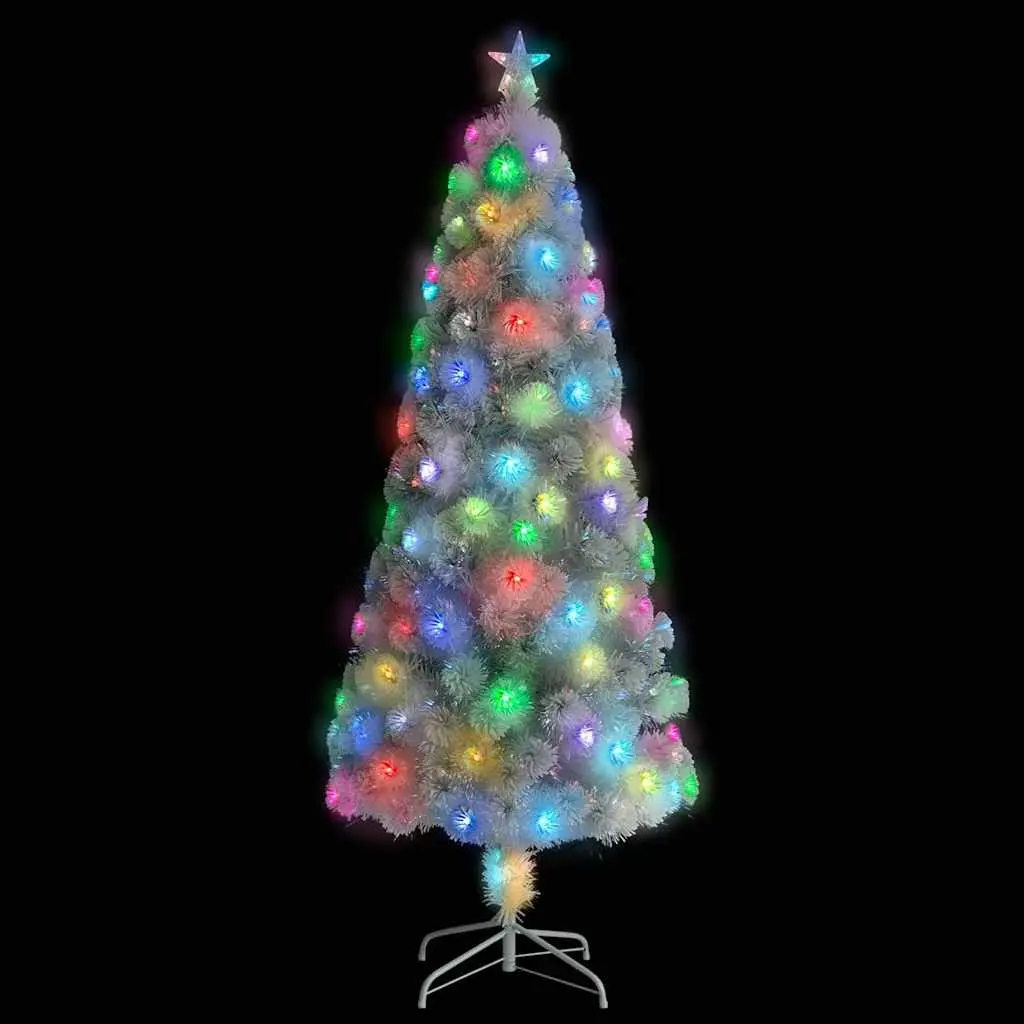 Artificial Christmas Tree 210cm Pre-lit Dual Lighting LED Fibre Optic White