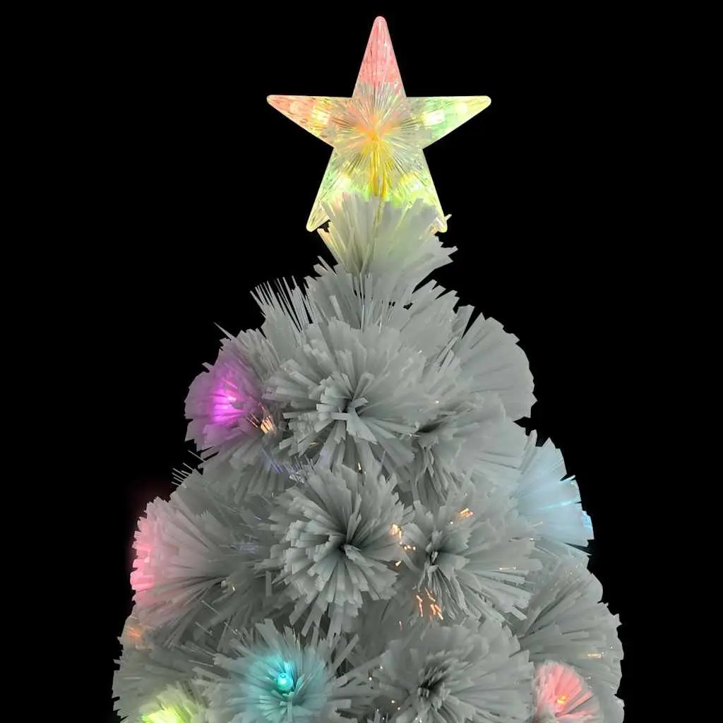 Artificial Christmas Tree 210cm Pre-lit Dual Lighting LED Fibre Optic White