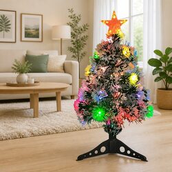 Artificial Pre-lit Christmas Tree White Fibre Optic LED 64cm Seasonal Holiday
