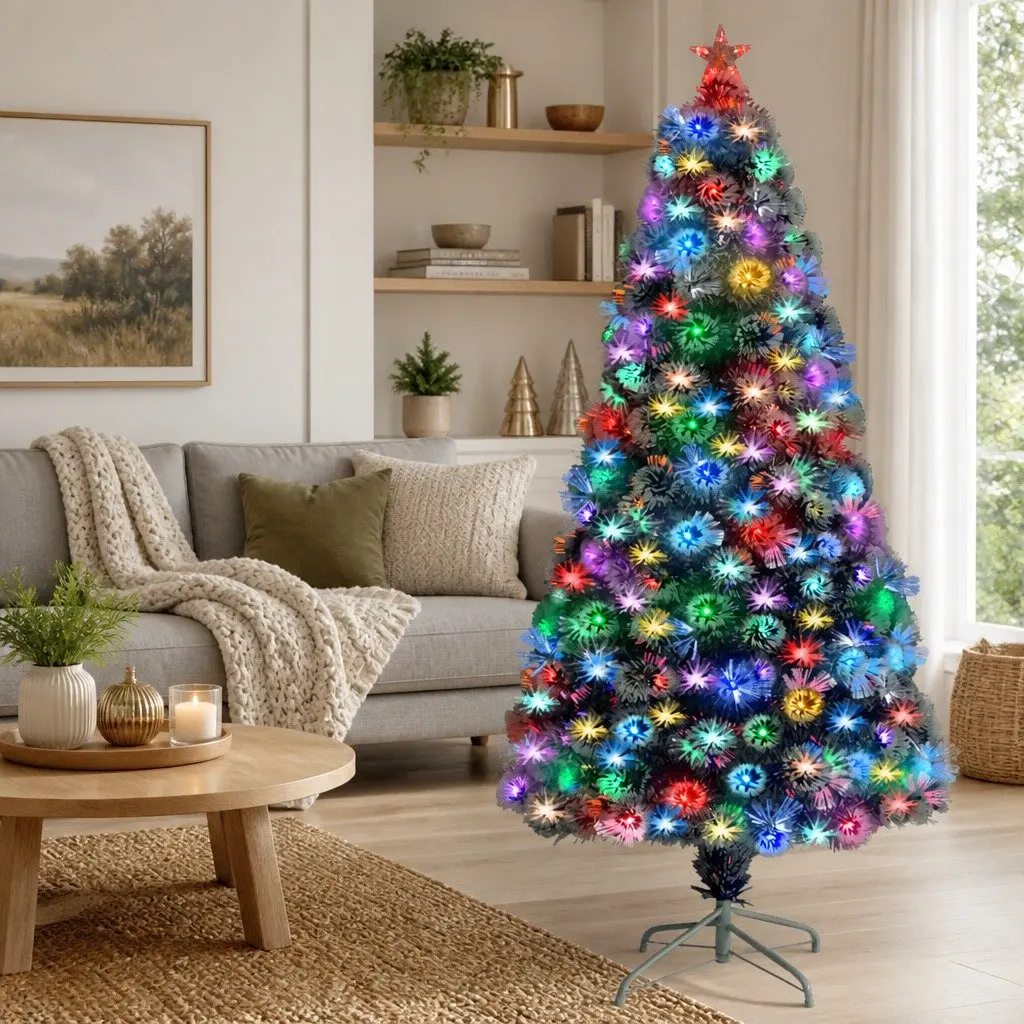 Artificial Pre-lit Christmas Tree 120 cm LED Fibre Optic Dual Lighting Modes