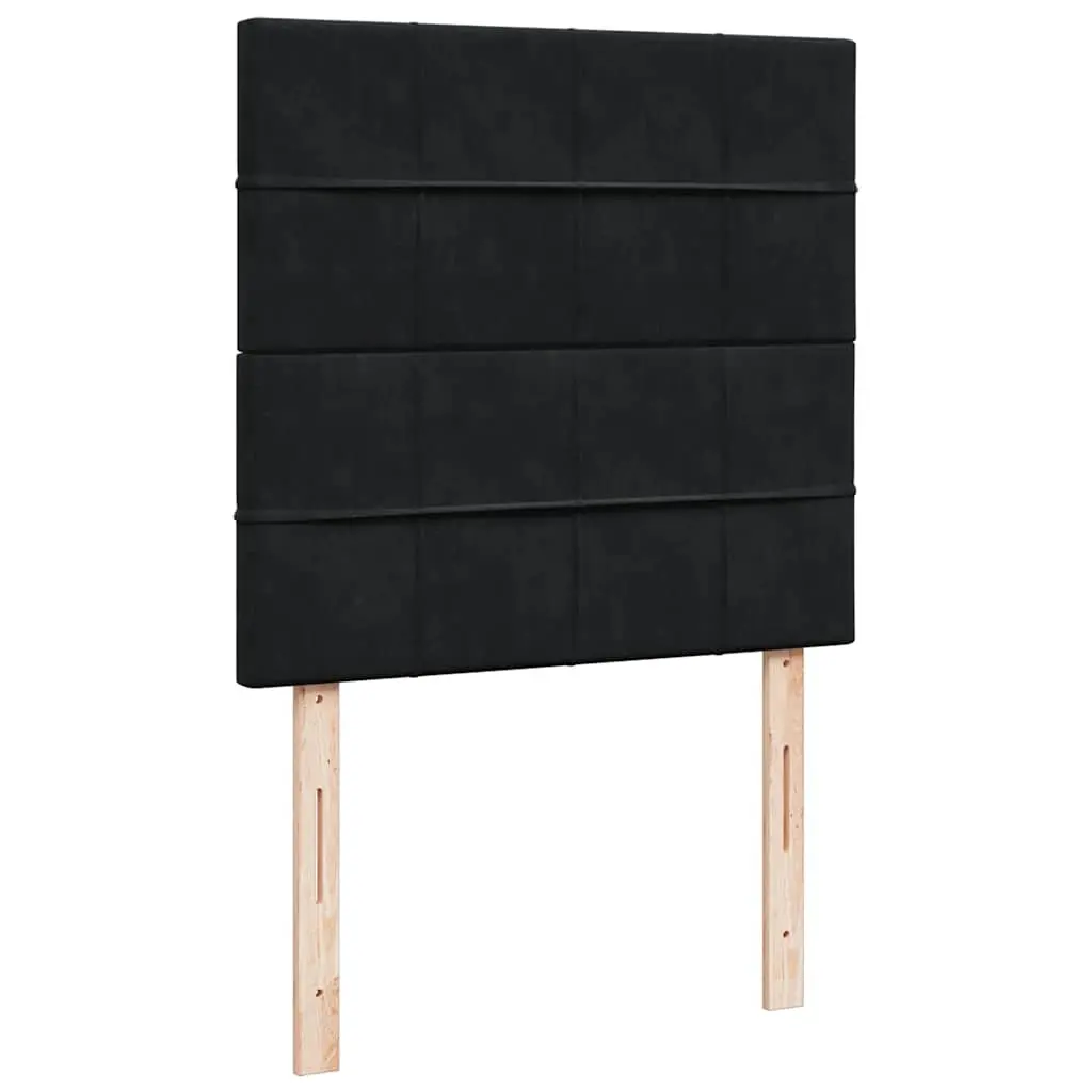 King Single Box Spring Bed with Pocket Mattress Height-Adjustable Headboard Velvet Upholstery Slatted Base