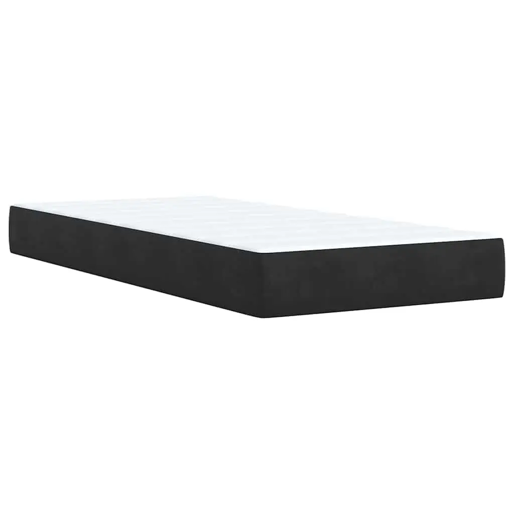 King Single Box Spring Bed with Pocket Mattress Height-Adjustable Headboard Velvet Upholstery Slatted Base
