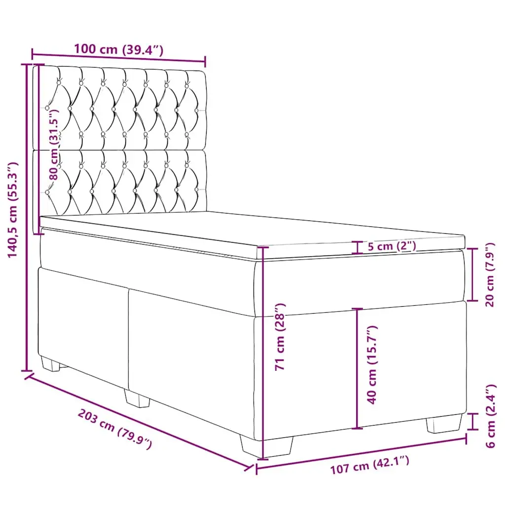 Box Spring Bed King Single Pocket Spring Mattress Velvet Upholstered Height Adjustable Headboard