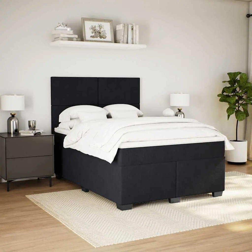 Queen Box Spring Bed with Pocket Spring Mattress Black Velvet Adjustable Headboard