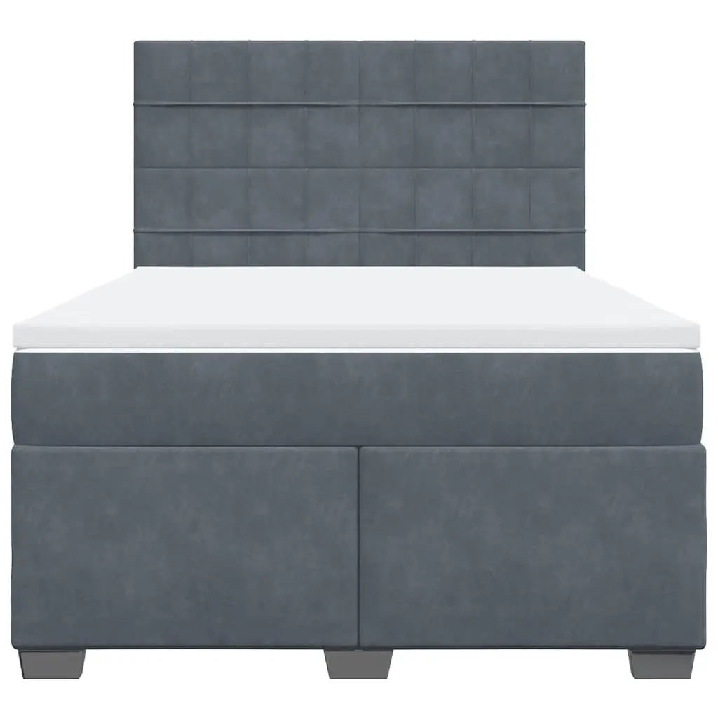Queen Bed with Height Adjustable Headboard Pocket Spring Mattress Grey Velvet