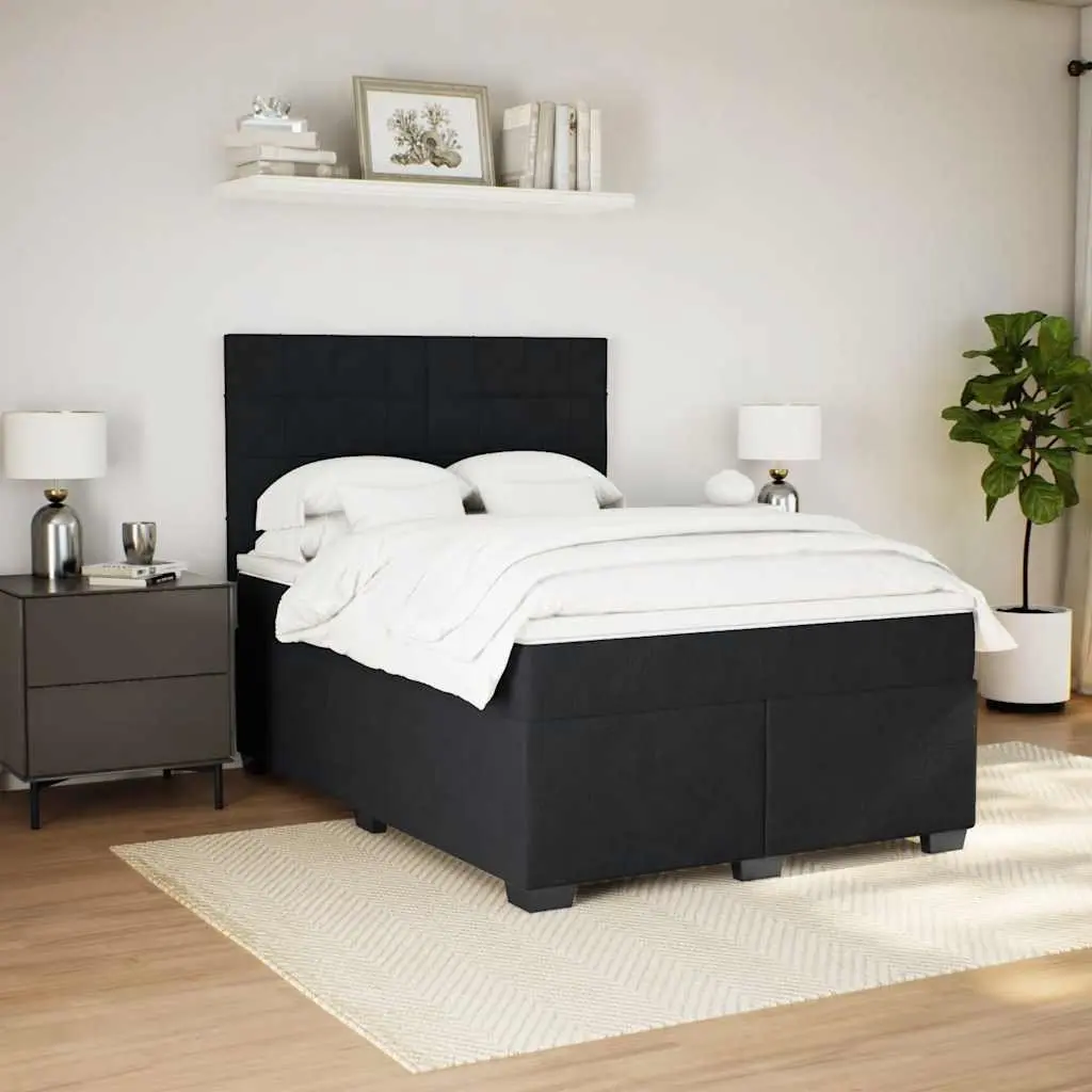 Queen Box Spring Bed with Pocket Sprung Mattress Adjustable Headboard Black Velvet
