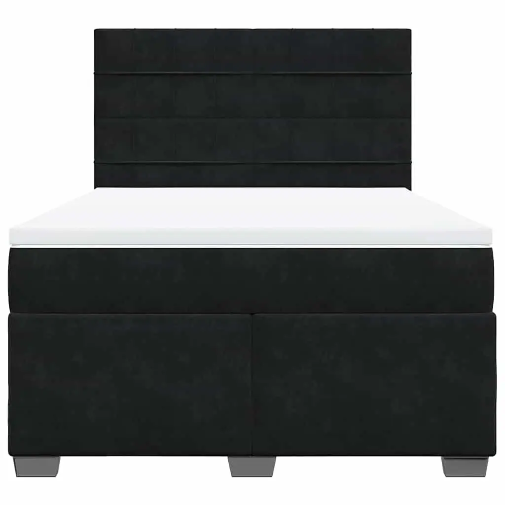 Queen Box Spring Bed with Pocket Sprung Mattress Adjustable Headboard Black Velvet