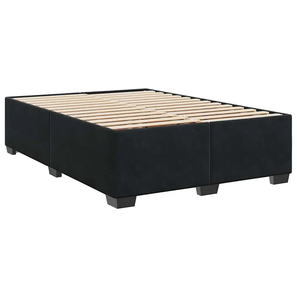 Queen Box Spring Bed with Pocket Sprung Mattress Adjustable Headboard Black Velvet