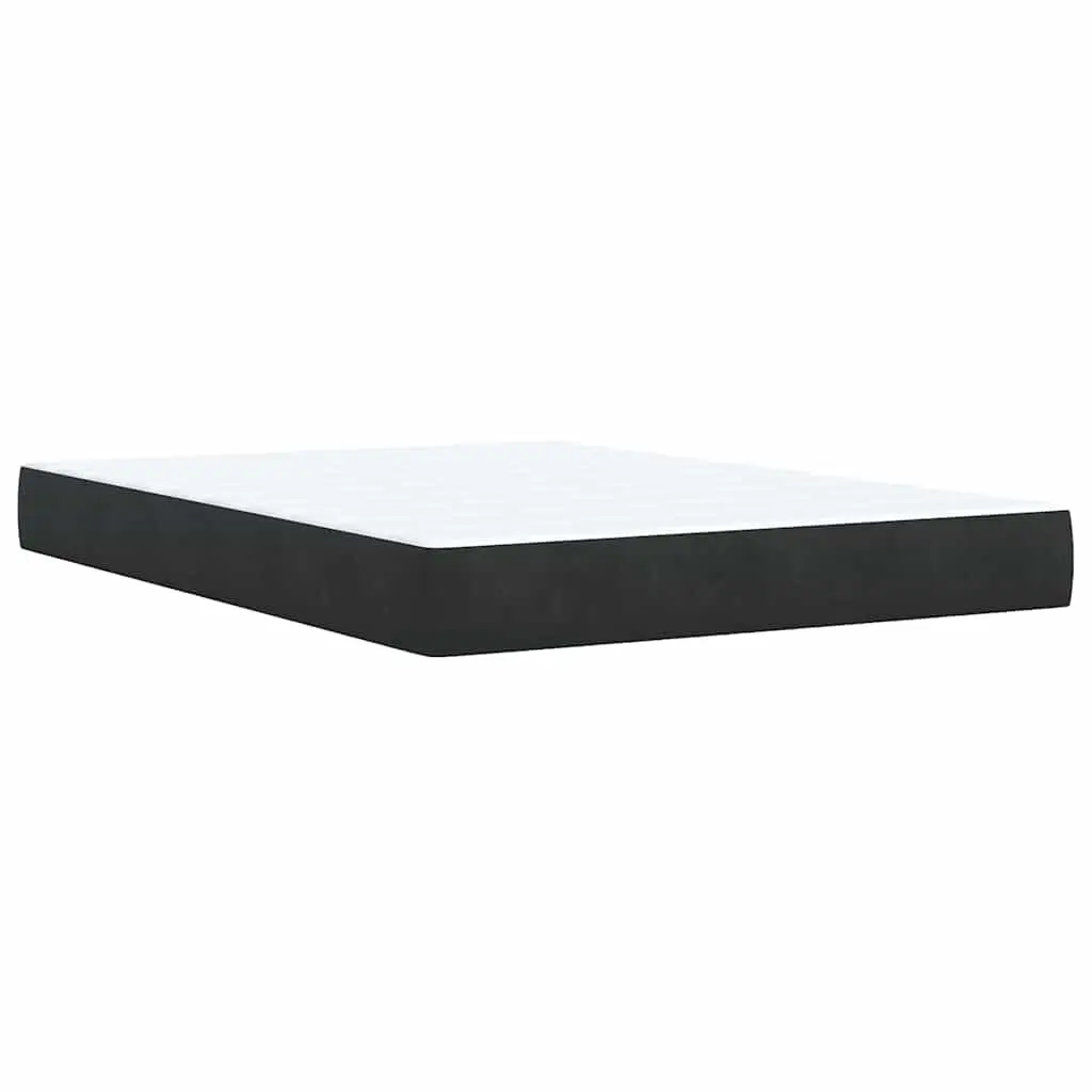 Queen Box Spring Bed with Pocket Sprung Mattress Adjustable Headboard Black Velvet