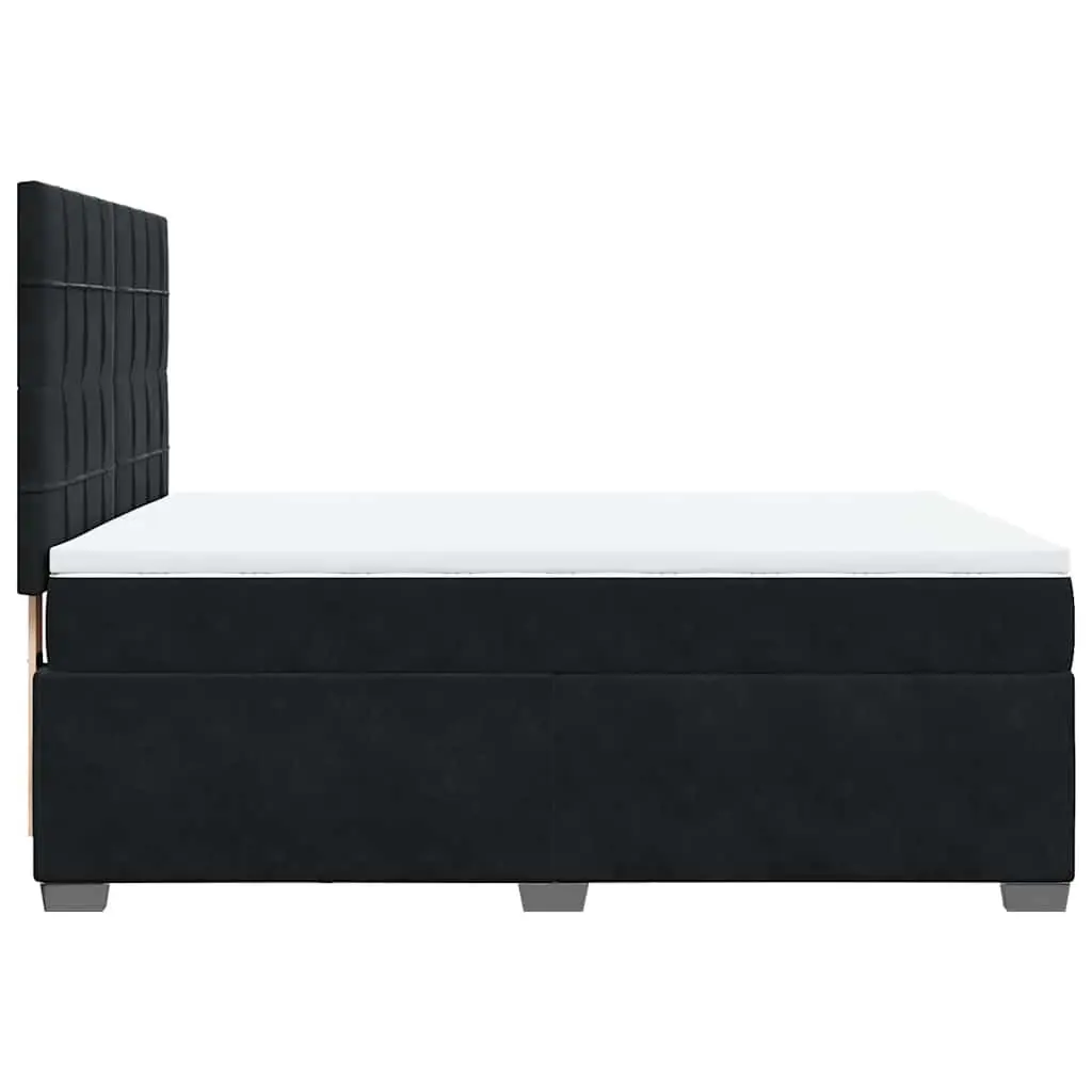 Queen Box Spring Bed with Pocket Sprung Mattress Adjustable Headboard Black Velvet