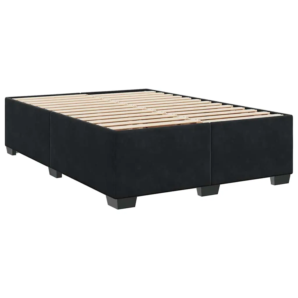 Queen Box Spring Bed Velvet Upholstery Pocket Spring Mattress Adjustable Headboard