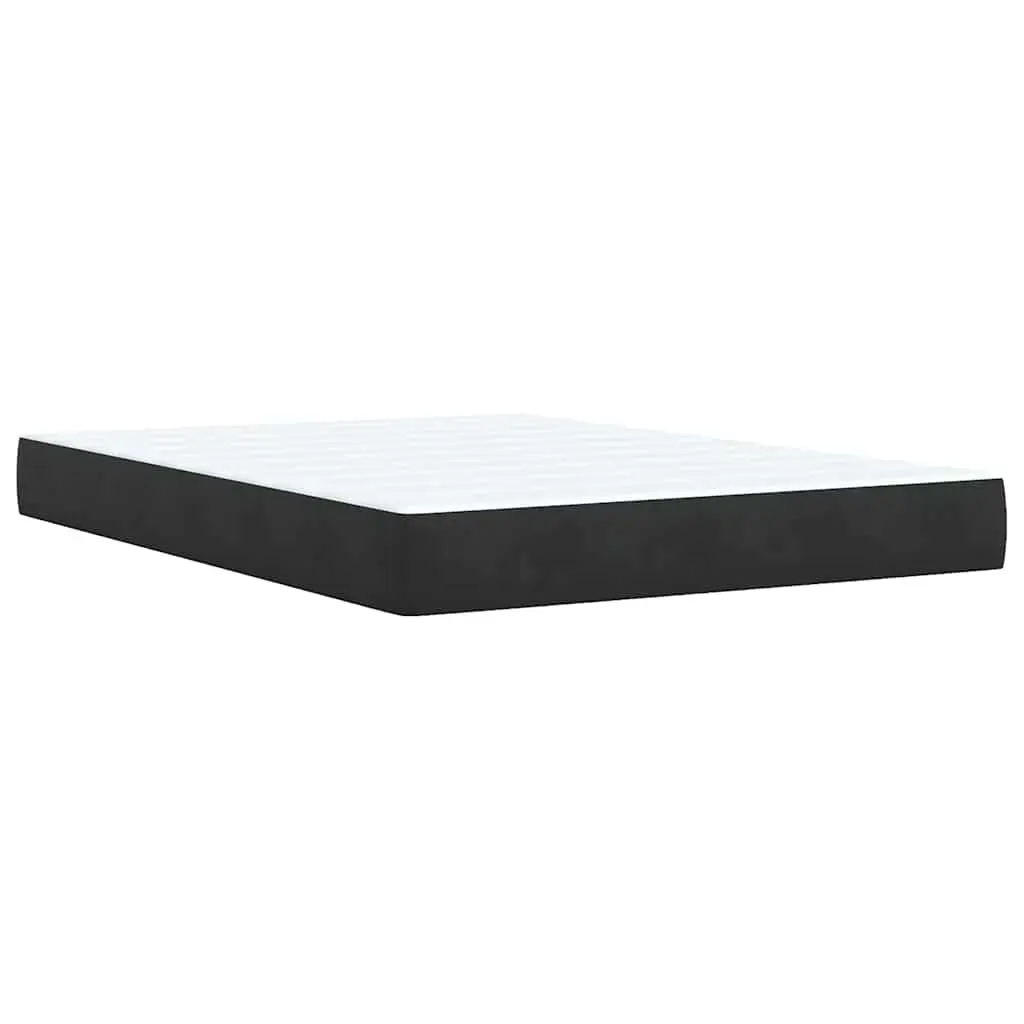 Queen Box Spring Bed Velvet Upholstery Pocket Spring Mattress Adjustable Headboard